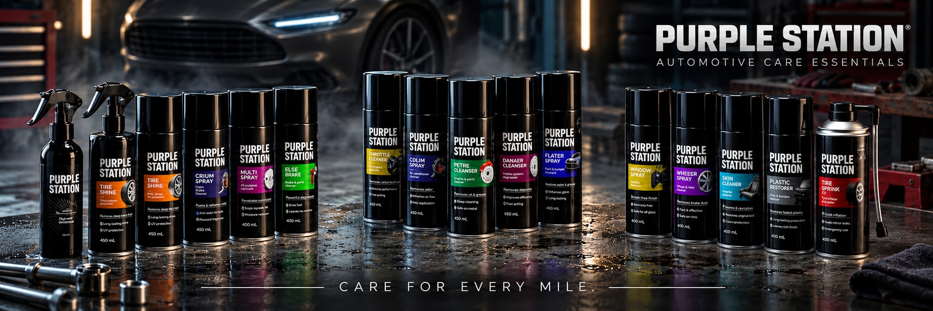 Purple Station Automotive Care Essentials black-pack car care collection